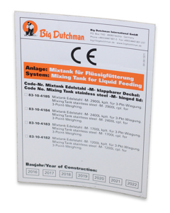 Typenschild D/GB: Mixtank Edelstahl -M- klappbar